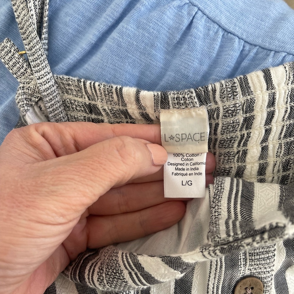 L*Space Valery Wrap Mini Dress Gray Stripe Button Front Beach Size L - Picture 10 of 14